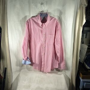 Brooks Brothers Men's Size L Pink And Blue Checkered Long Sleeve Button Up Shirt